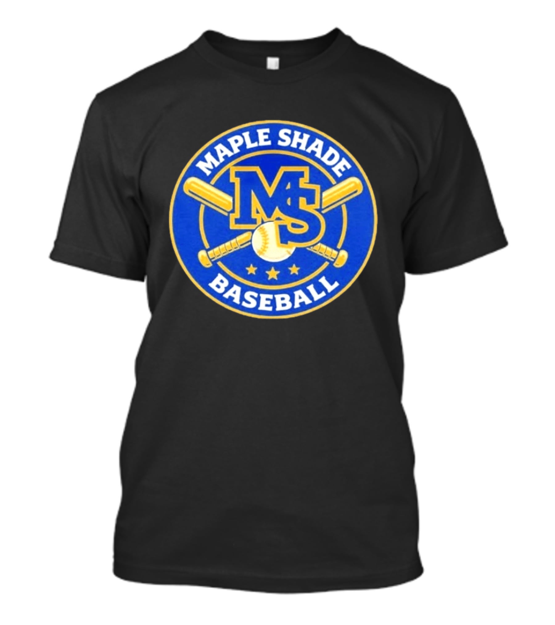 Maple Shade Baseball MS Batt Ball Logo Three Stars T-Shirt