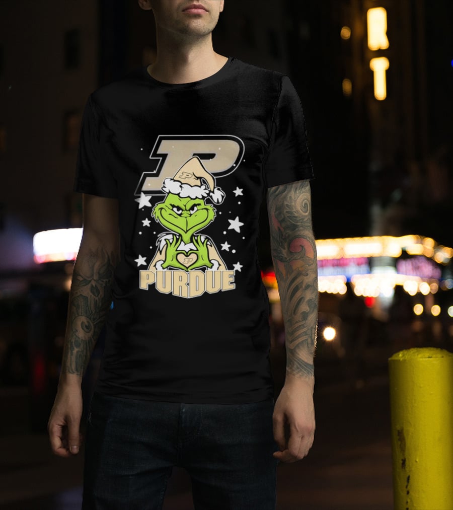 Purdue Boilermakers Christmas Grinch Heart T-Shirt
