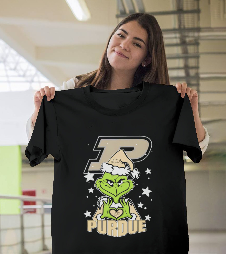 Purdue Boilermakers Christmas Grinch Heart T-Shirt