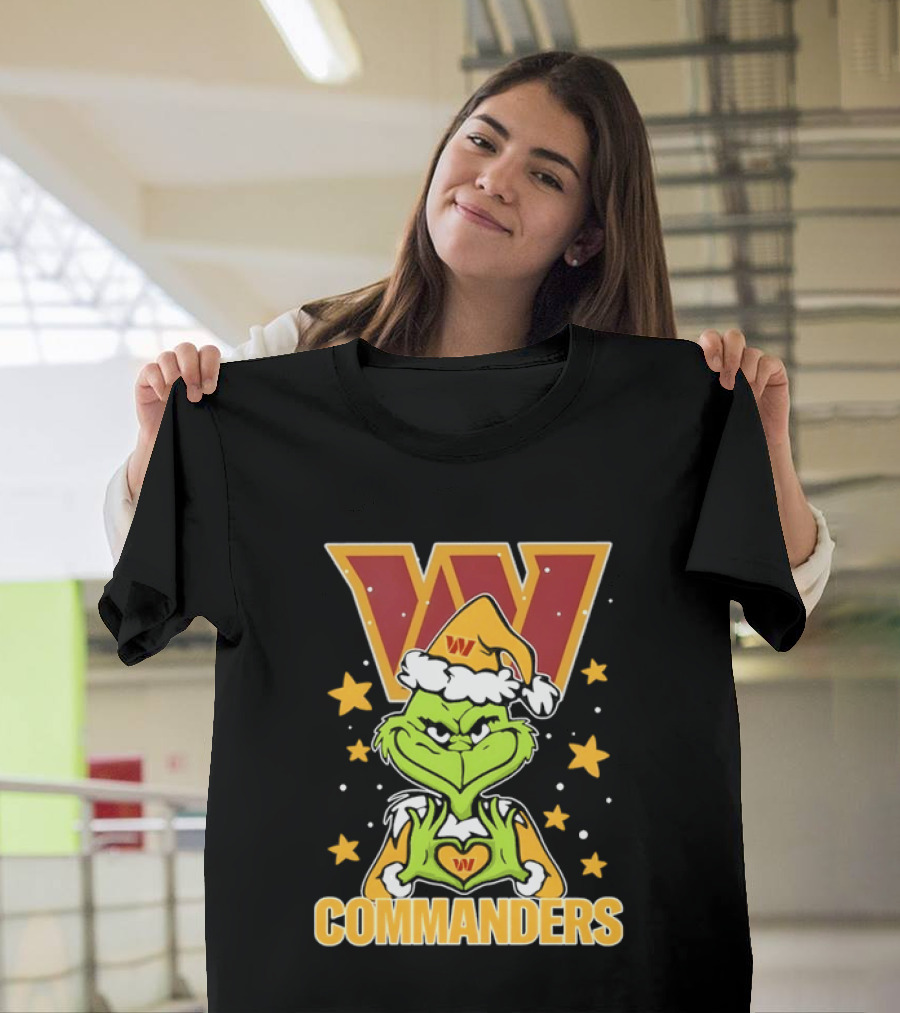 The Grinch Christmas W Commanders Football Team T-Shirt