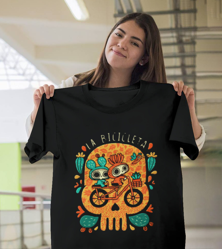 La Bicicleta Calavera Skeletons Day Of The Dead Sugar Skull T-Shirt