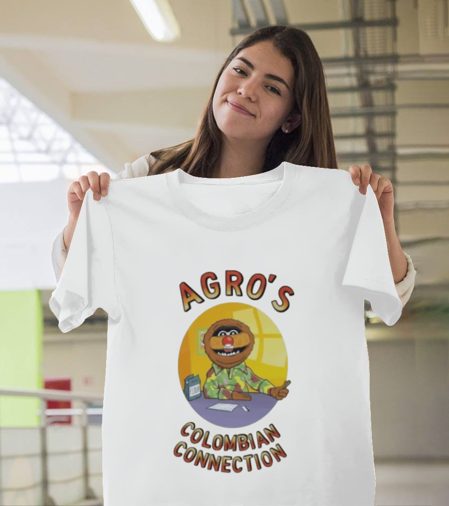 Agro's Colombian Connection Funny Character With Desk And Papers T-Shirt