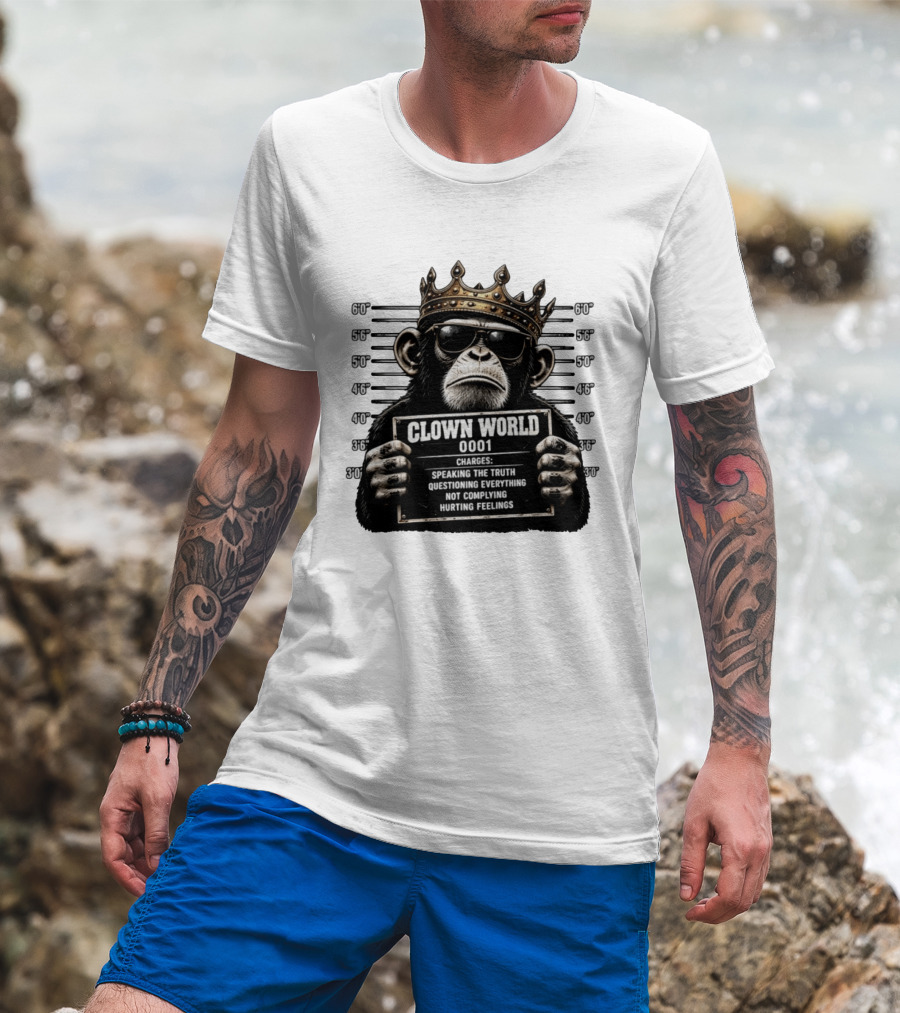 Clown World Shot Monkey Truth Questioning Non Compliance Charges T-Shirt