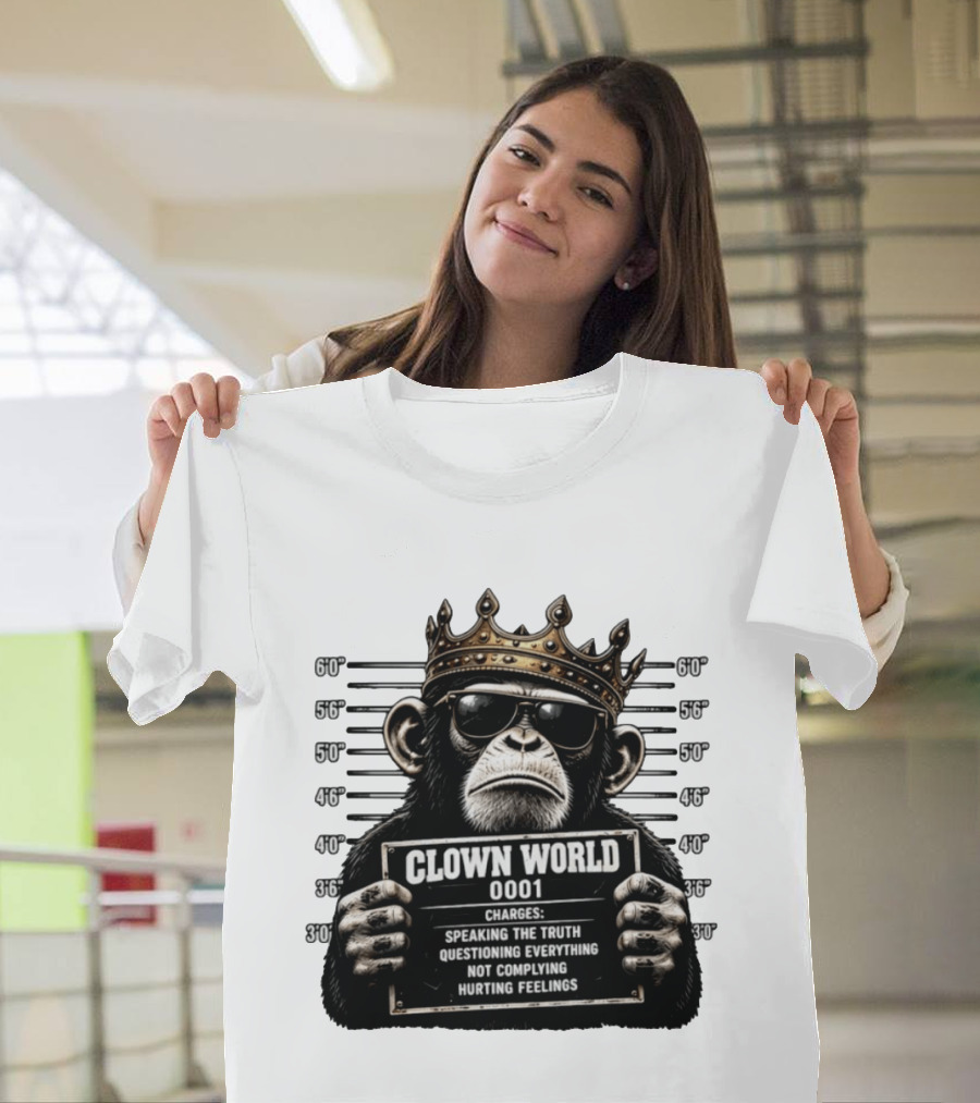Clown World Shot Monkey Truth Questioning Non Compliance Charges T-Shirt