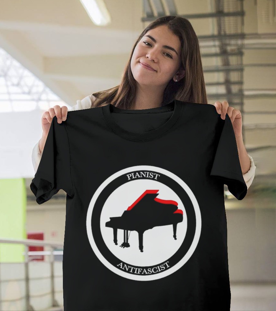 Pianist Antifascist Grand Piano Music T-Shirt