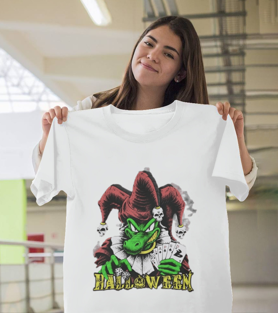 Halloween Joker Crocodile Dice Playing Cards Skulls T-Shirt