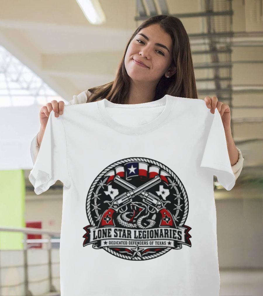 Lone Star Legionaries Texas Pride Snake Pistols Flag T-Shirt
