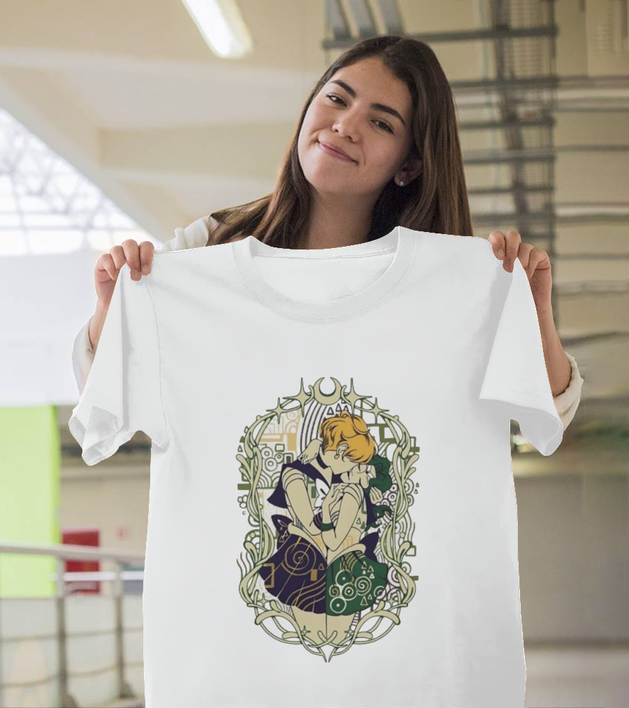 Sailor Uranus And Sailor Neptune Art Nouveau Romantic Embrace T-Shirt