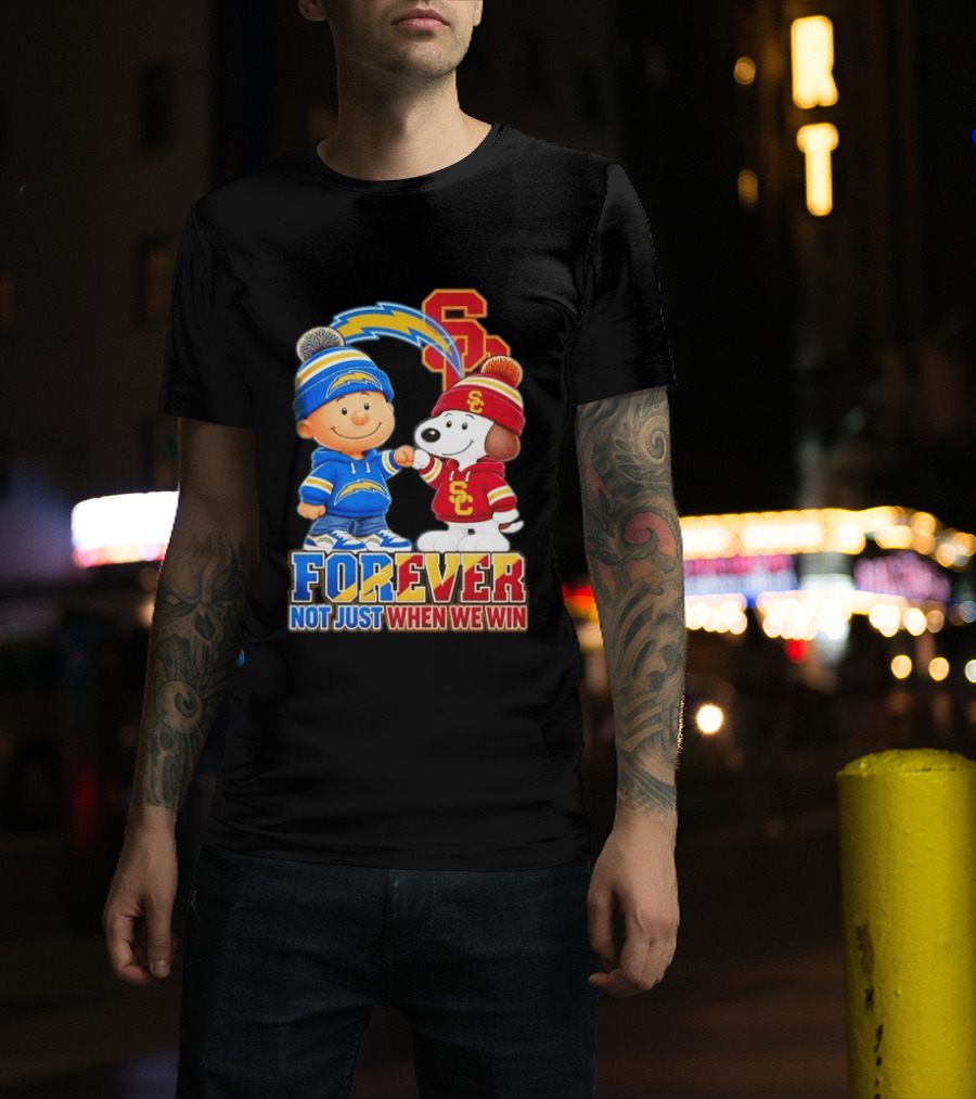Charlie Brown Snoopy Los Angeles Chargers USC Trojans Forever Not Just When We Win T-Shirt