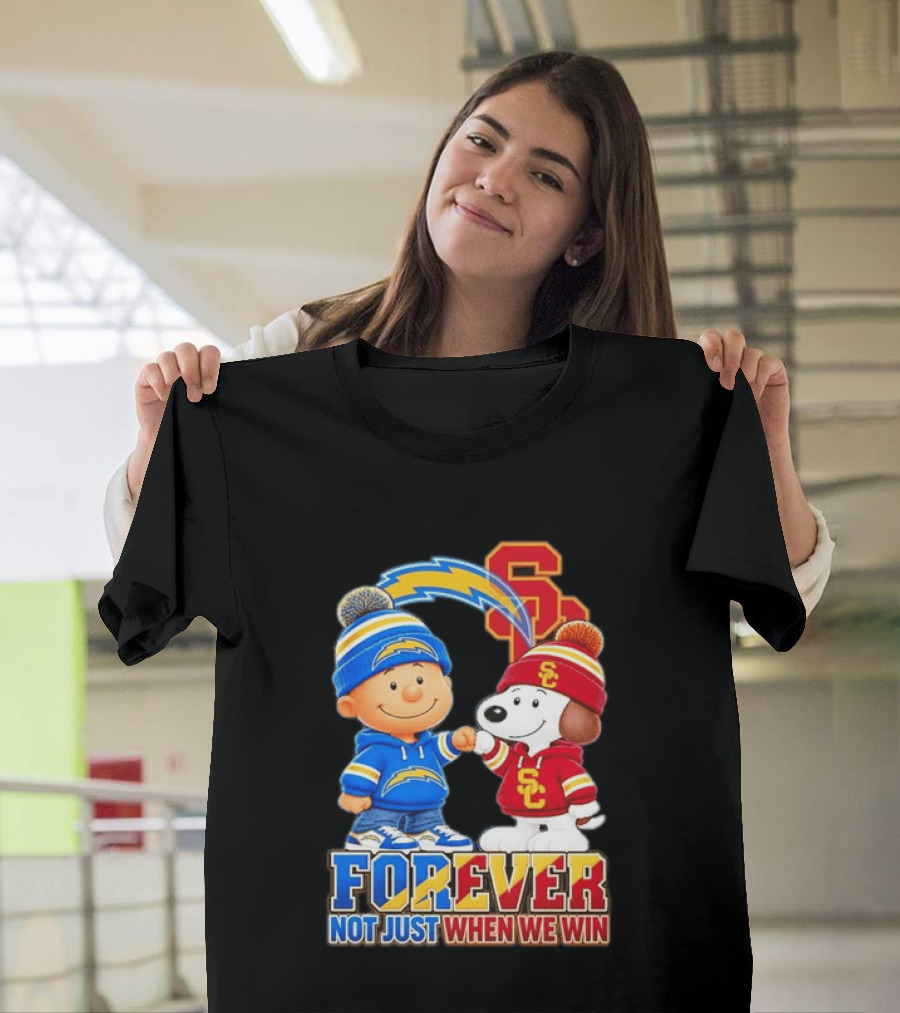 Charlie Brown Snoopy Los Angeles Chargers USC Trojans Forever Not Just When We Win T-Shirt