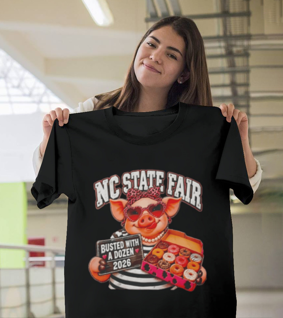 NC State Fair Busted With A Dozen 2026 Pig Leopard Headband Sunglasses T-Shirt