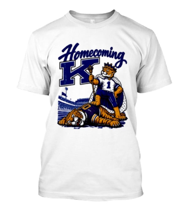 Homecoming K Wildcat King Stands Over Defeated Tiger Stadium Scene T-Shirt