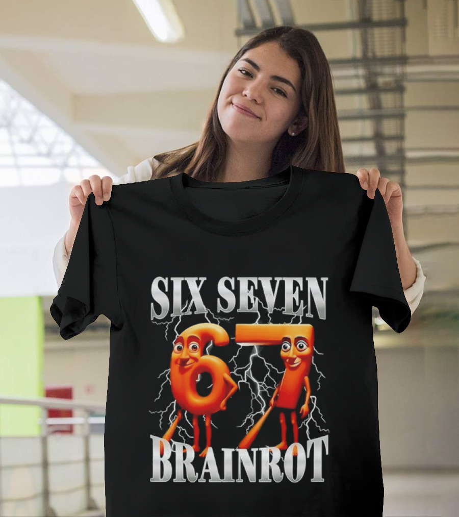 SIX SEVEN 67 BRAINROT Internet Meme Lightning T-Shirt