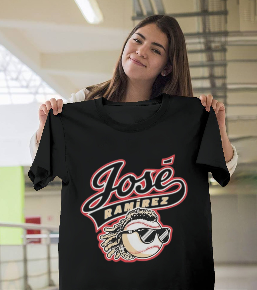 José Ramírez Cleveland Guardians Baseball Player Cool Baseball Icon With Sunglasses T-Shirt