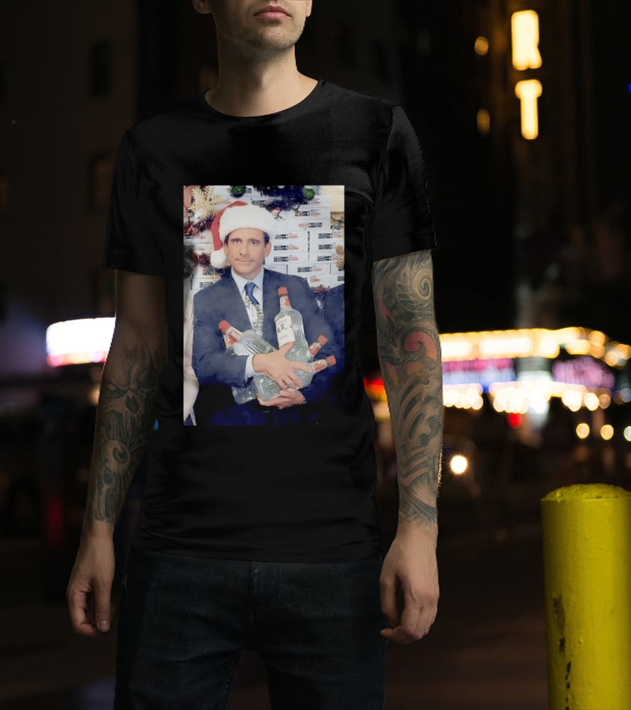 Michael Scott Holiday Party Vodka Santa Hat Scene T-Shirt