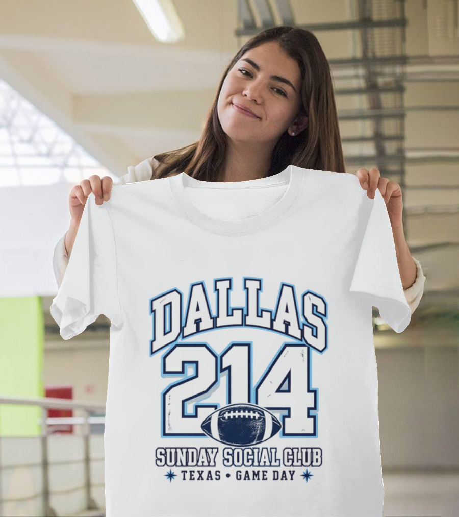 Dallas 214 Sunday Social Club Texas Game Day Football T-Shirt