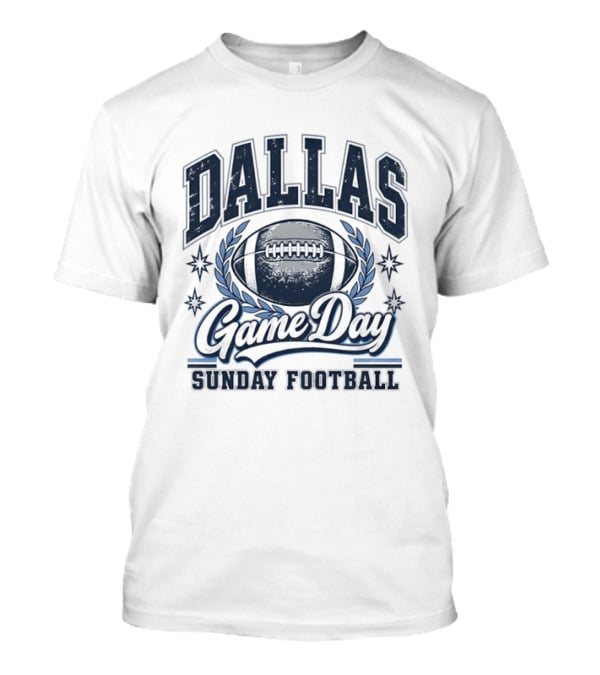 Dallas Game Day Sunday Football Vintage Style Football And Laurel T-Shirt