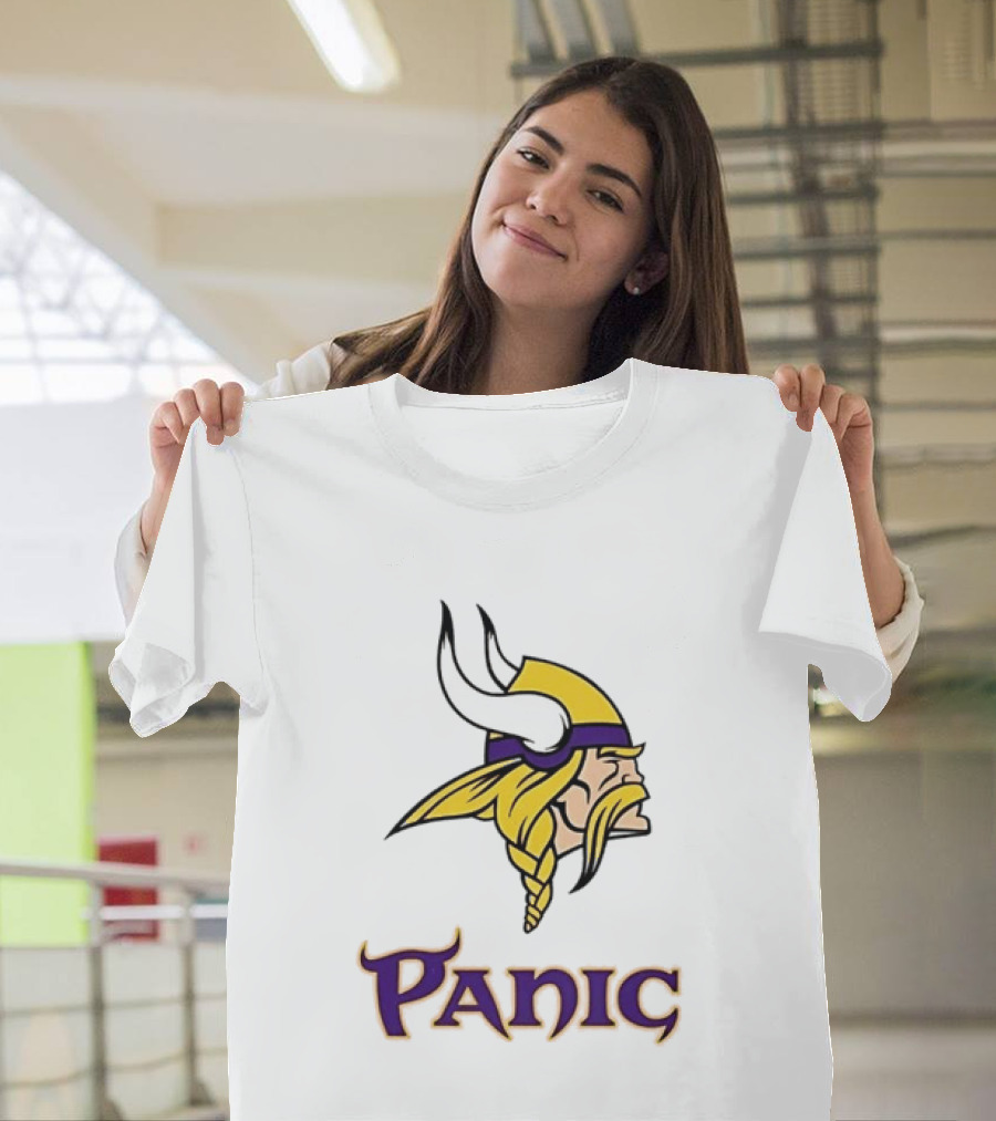 Minnesota Vikings Panic Viking Helmet Design NFL Fan T-Shirt