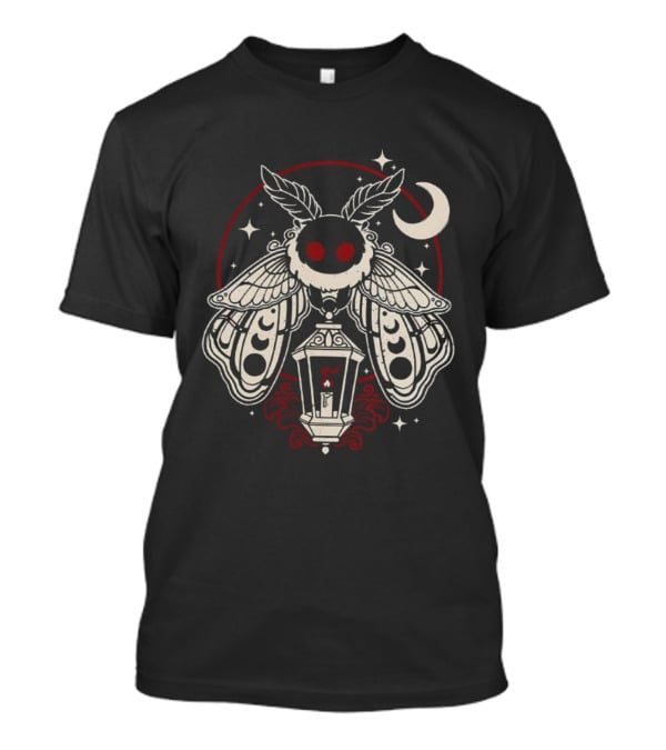 Lunar Moth Lantern Crescent Moon Phases Night Sky Spirit T-Shirt