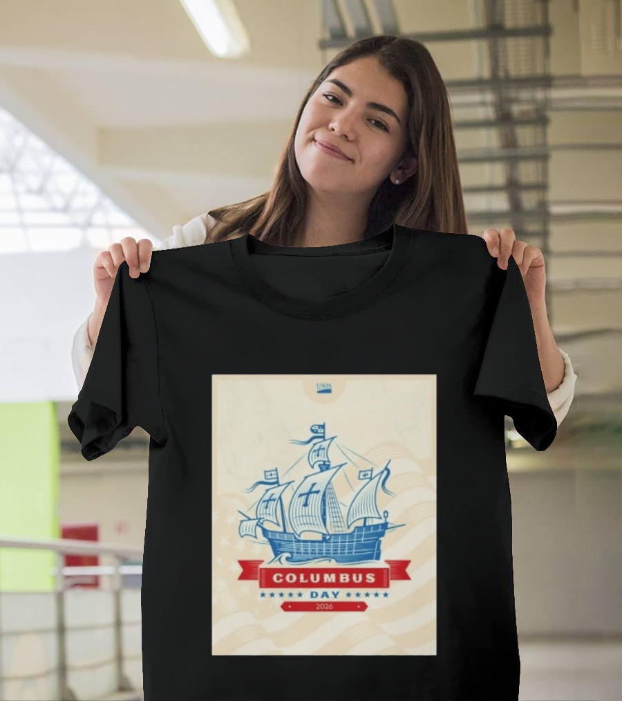 USDA Columbus Day 2026 Ship Celebration Stars And Stripes T-Shirt