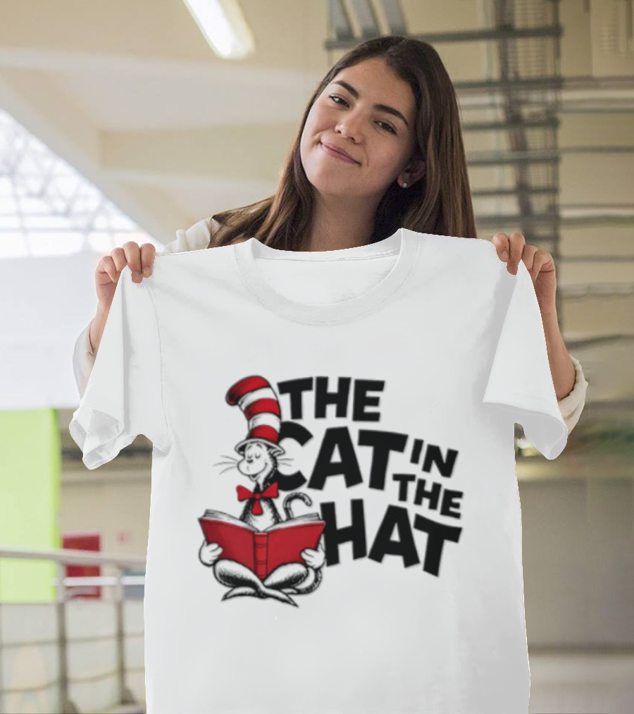 Dr Seuss The Cat In The Hat Reading Book T-Shirt