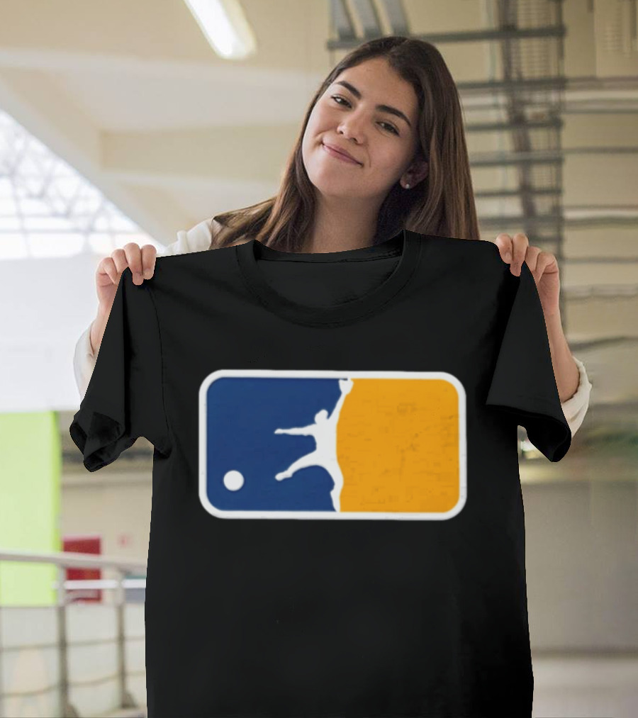 Milwaukee Brewers Baseball Leaping Catch Icon Luis Lara T-Shirt