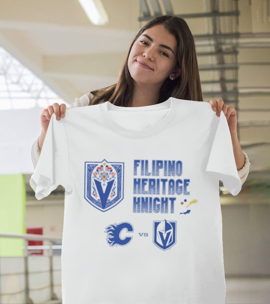 Filipino Heritage Knight Calgary Flames Vs Vegas Golden Knights Crossover Event T-Shirt