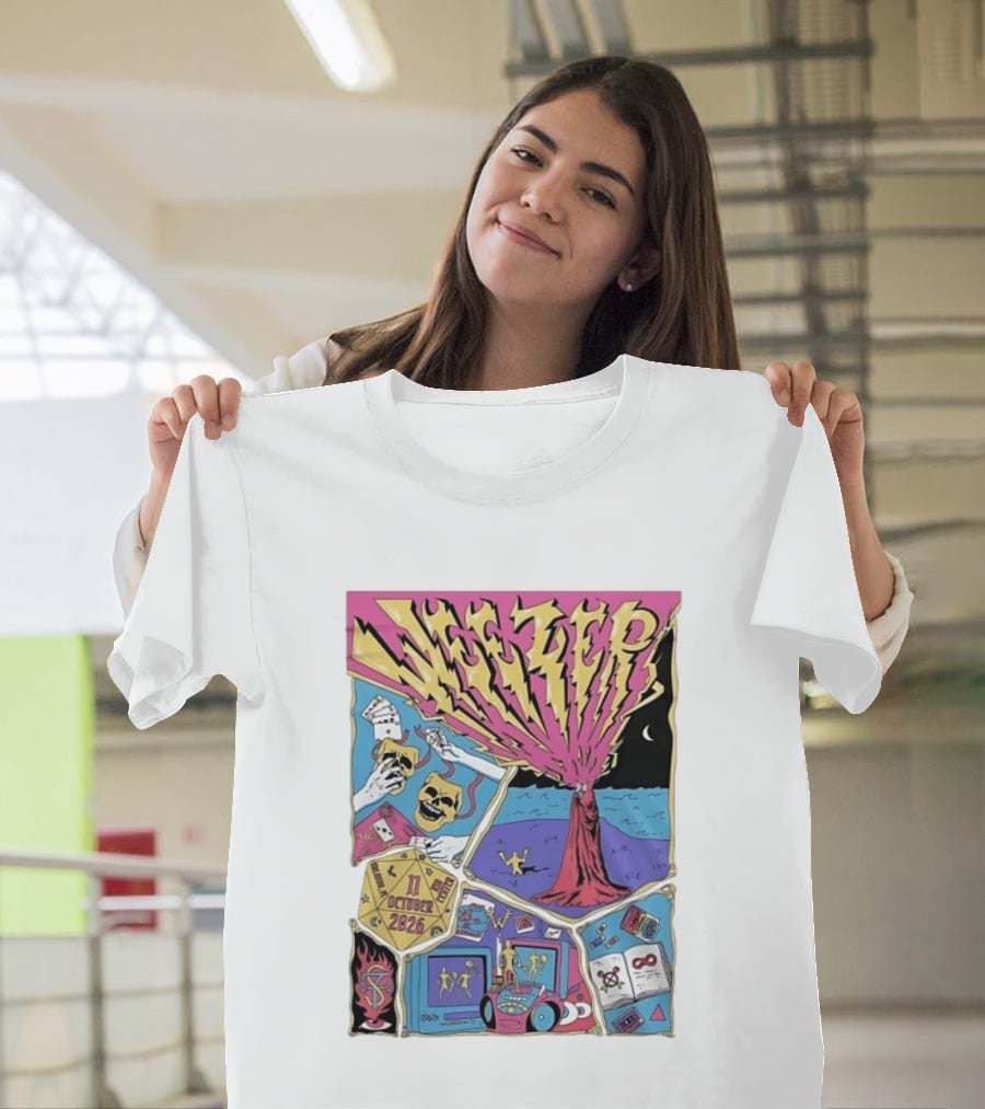 Weezer Orlando Kia Center 11 October 2026 Concert Skulls Tarot Cards Beach Scene T-Shirt