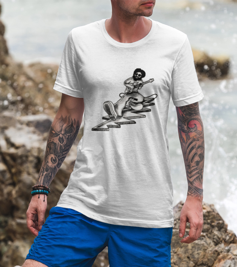 Grateful Dead Jerry Garcia Playing Electric Guitar Walking Zig Zag T-Shirt