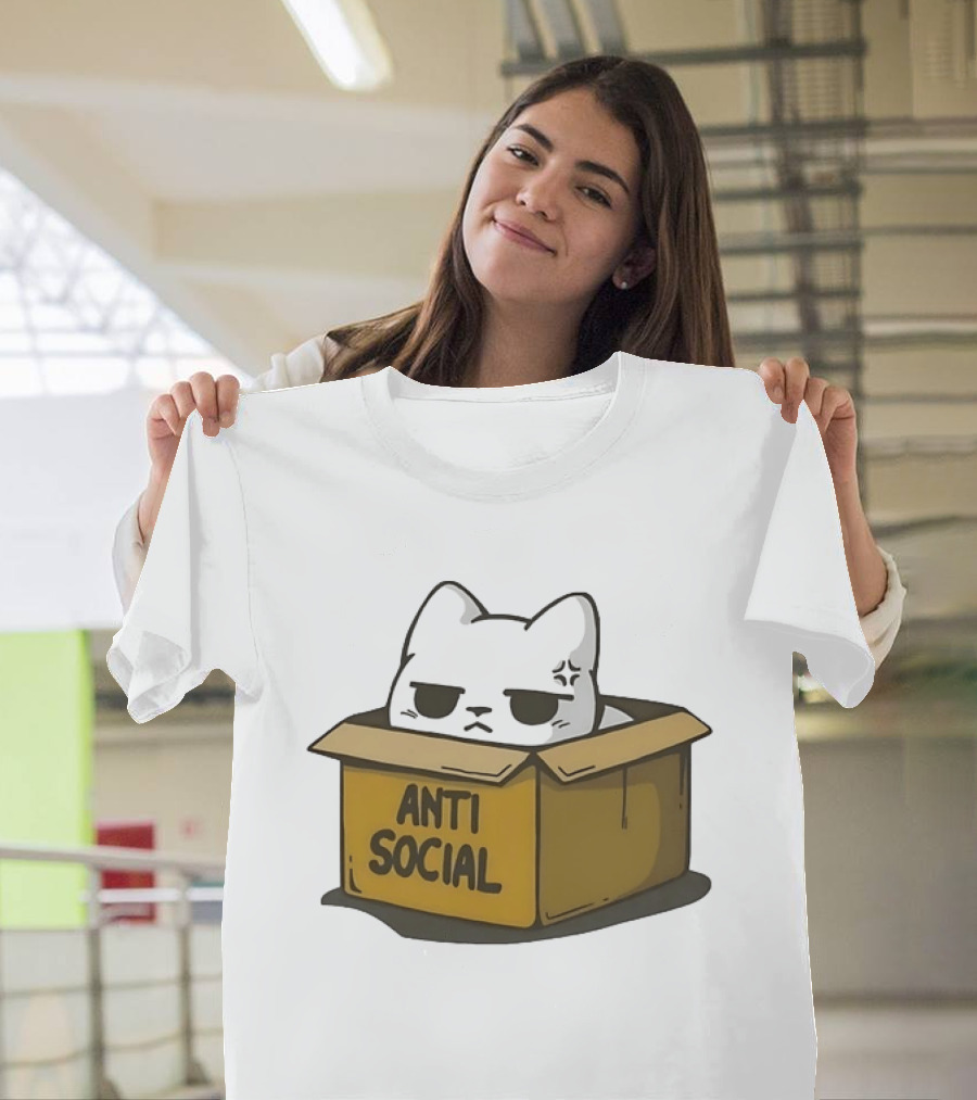 Grumpy Cat Anti Social Introvert In Box T-Shirt