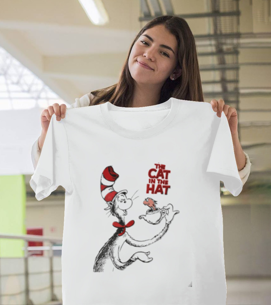The Cat In The Hat Holding Teapot Iconic Character Image T-Shirt