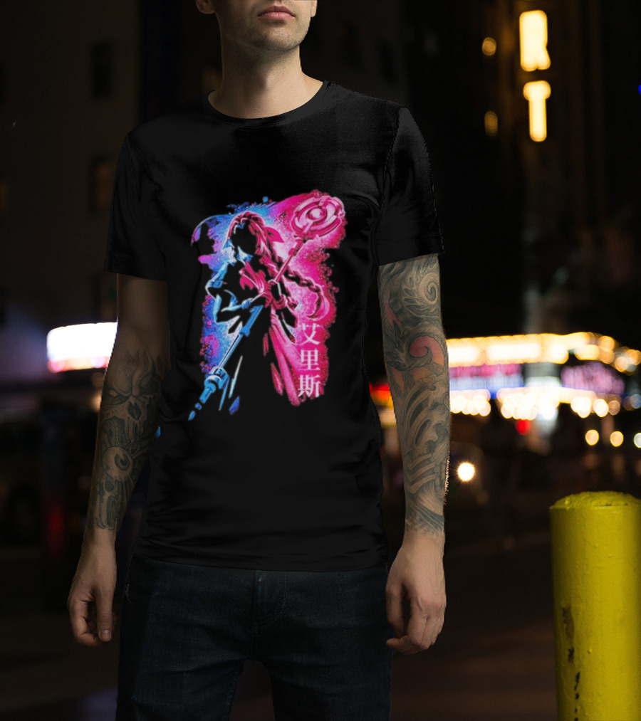 Aerith Gainsborough Final Fantasy VII Pink And Blue Japanese T-Shirt