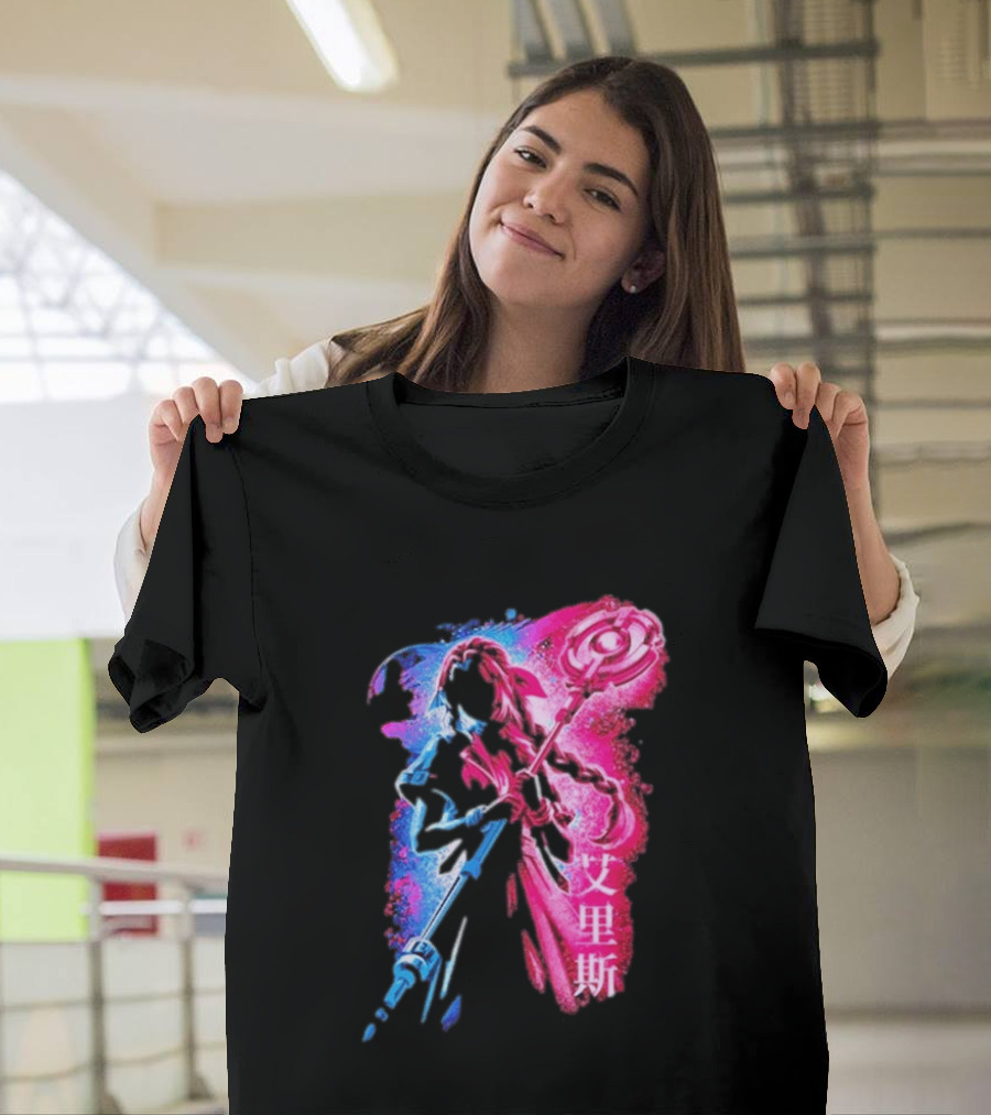 Aerith Gainsborough Final Fantasy VII Pink And Blue Japanese T-Shirt