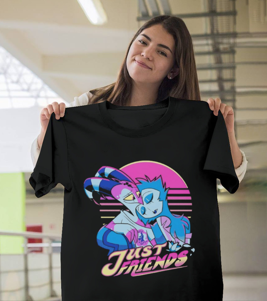 Just Friends Blitzø Stolas Helluva Boss Neon Sunset T-Shirt
