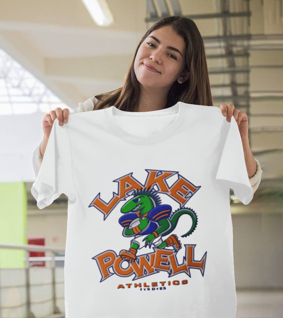Lake Powell Athletics Tys Dyes Green Lizard Running Football T-Shirt