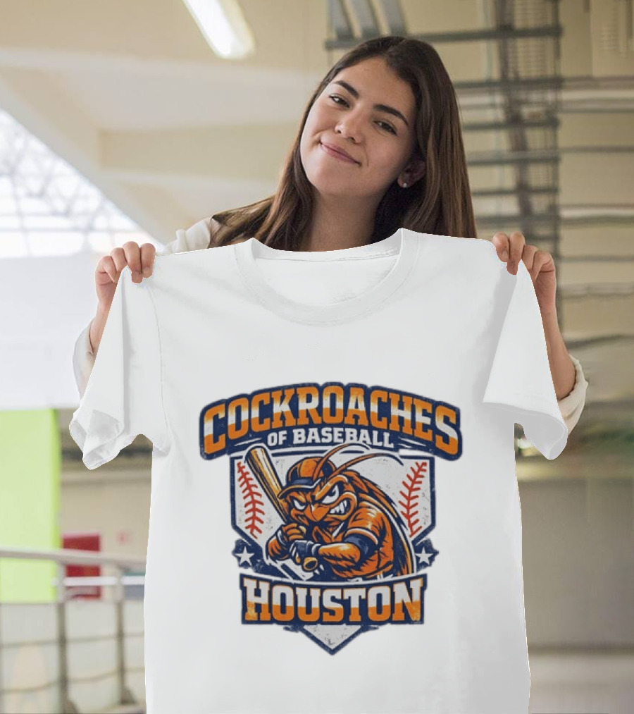 Cockroaches Of Baseball Houston Batting Mascot Baseball T-Shirt
