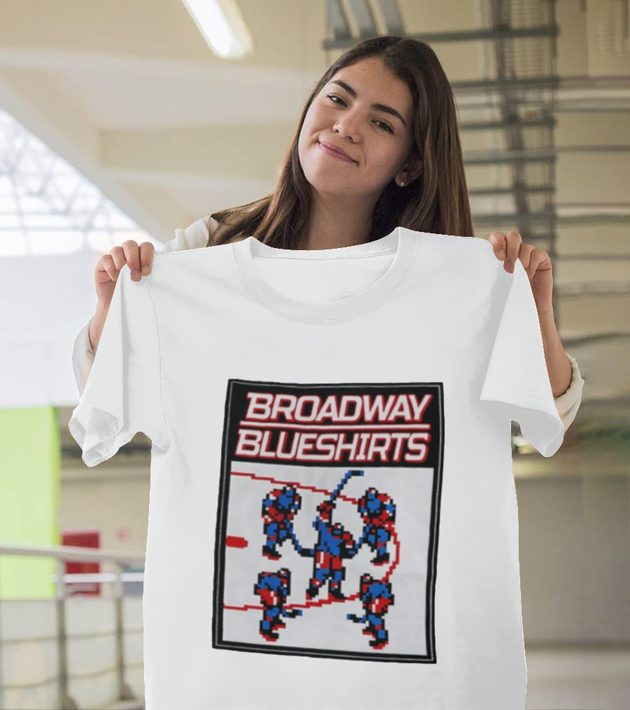 Broadway Blueshirts New York Rangers NHL Pixel Hockey Players T-Shirt