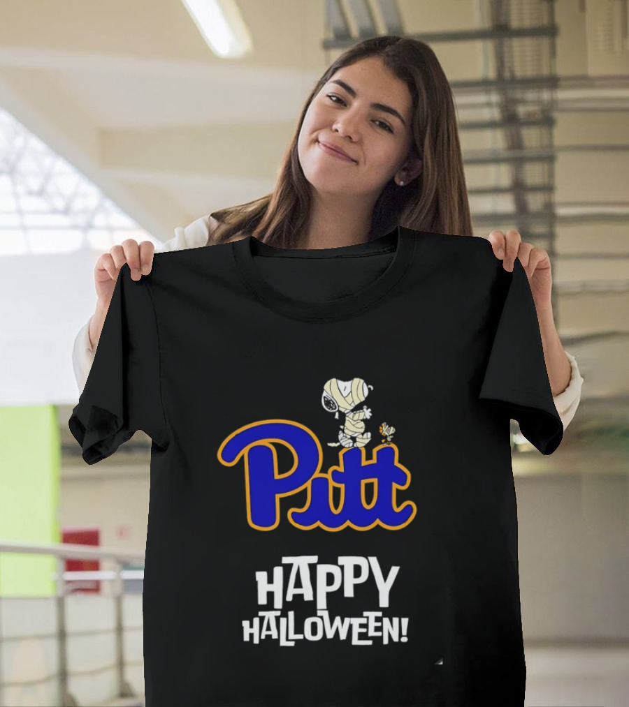 Pitt Panthers Snoopy Woodstock Mummy Happy Halloween T-Shirt