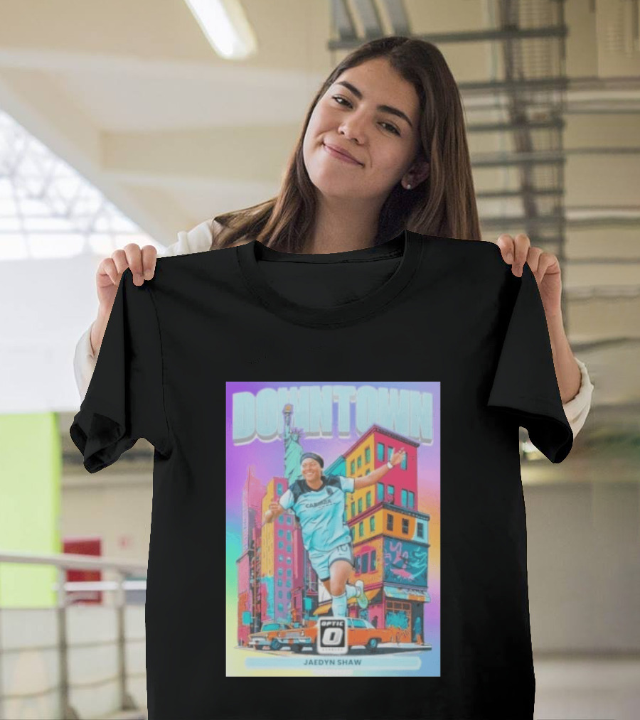Downtown Jaedyn Shaw Optic Donruss Card Gotham FC Cityscape T-Shirt