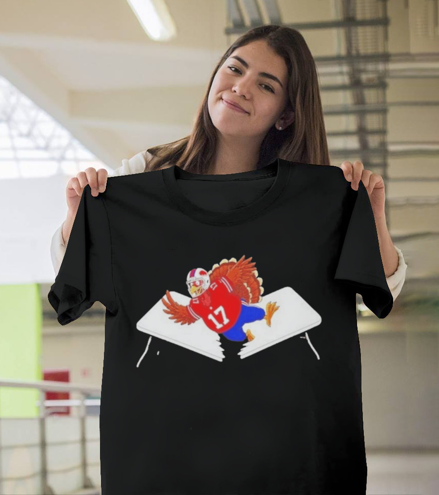 Buffalo Turkey Josh Allen 17 Thanksgiving 2026 Football Table Dive T-Shirt