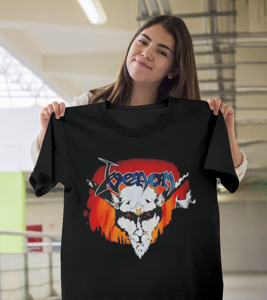 Venom Heavy Metal Goat With Star Symbol And Fiery T-Shirt