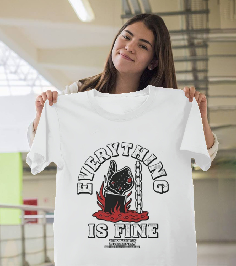 Terminator 2 Judgment Day Everything Is Fine Distressed Melting Arm T-Shirt