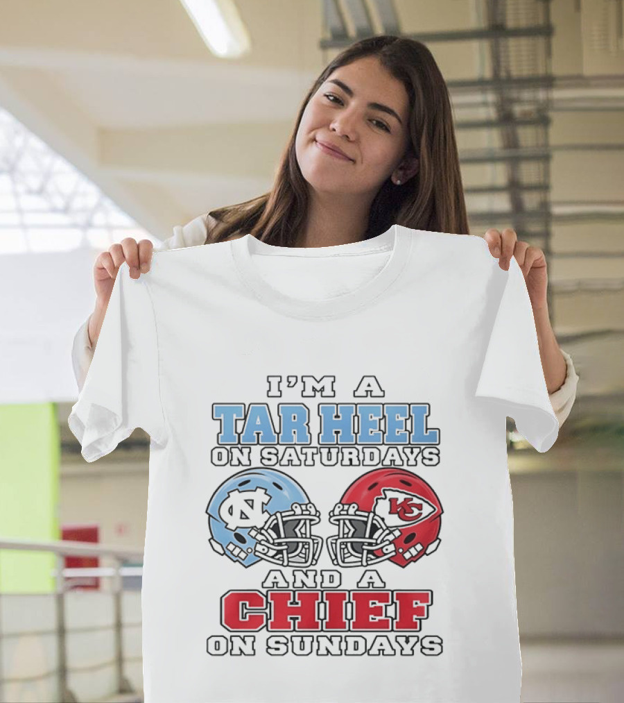 I'm A Tar Heel On Saturdays And A Chief On Sundays Football Helmets T-Shirt