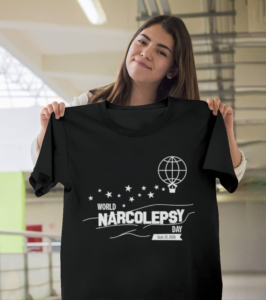 World Narcolepsy Day September 22 2026 Sleep Disorder Awareness Hot Air Balloon Stars T-Shirt