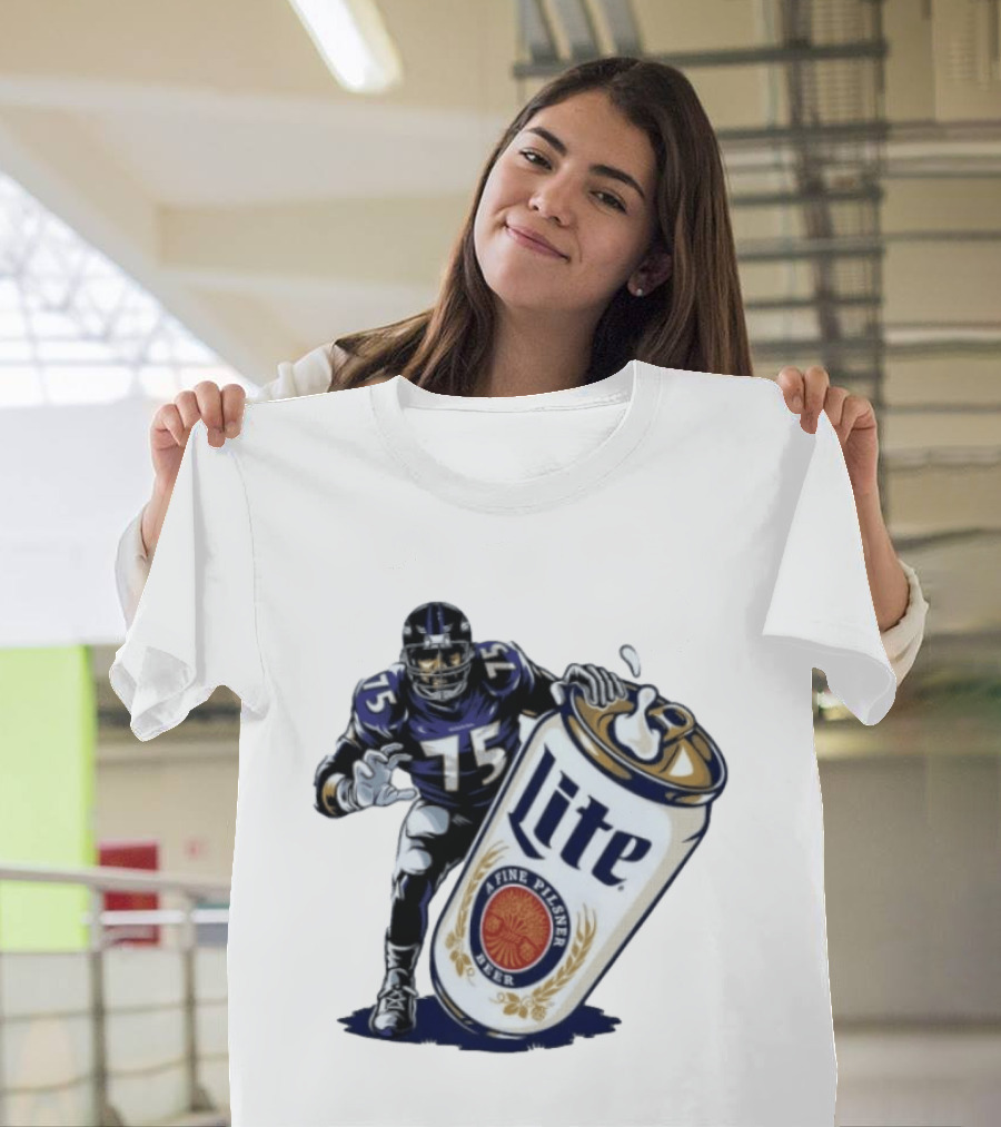 Jonathan Ogden Baltimore Ravens 75 Lite A Fine Pilsner Beer T-Shirt
