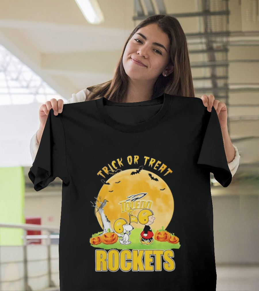 Toledo Rockets Trick Or Treat Halloween Charlie Brown Snoopy T-Shirt