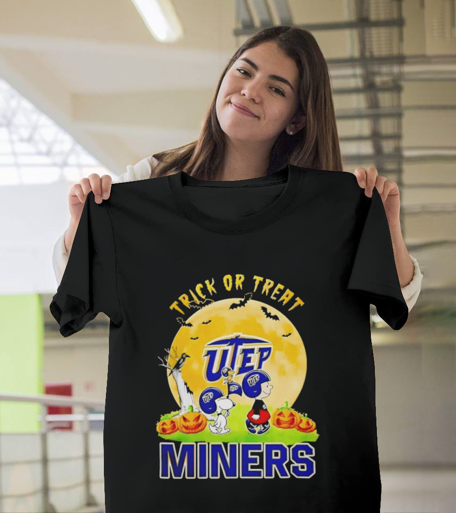 UTEP Miners Trick Or Treat Halloween With Charlie Brown And Snoopy T-Shirt