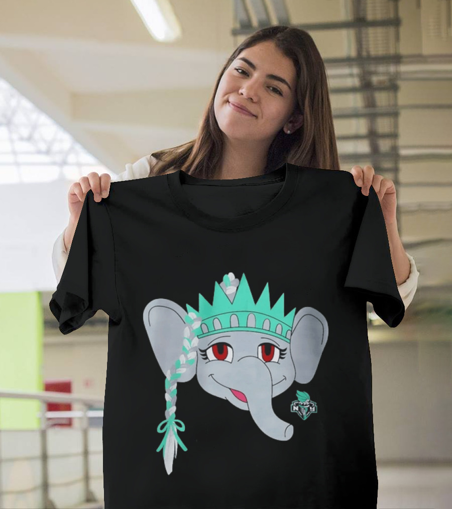 New York Liberty Ellie The Elephant Statue Of Liberty Basketball Team T-Shirt