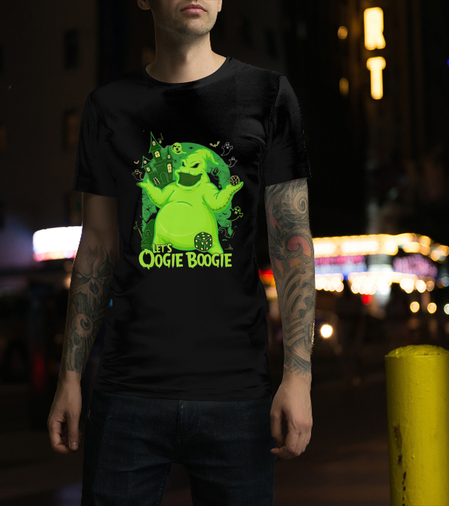 Oogie Boogie Let's Oogie Boogie Haunted Dice Green Ghosts Nightmare Before Christmas T-Shirt