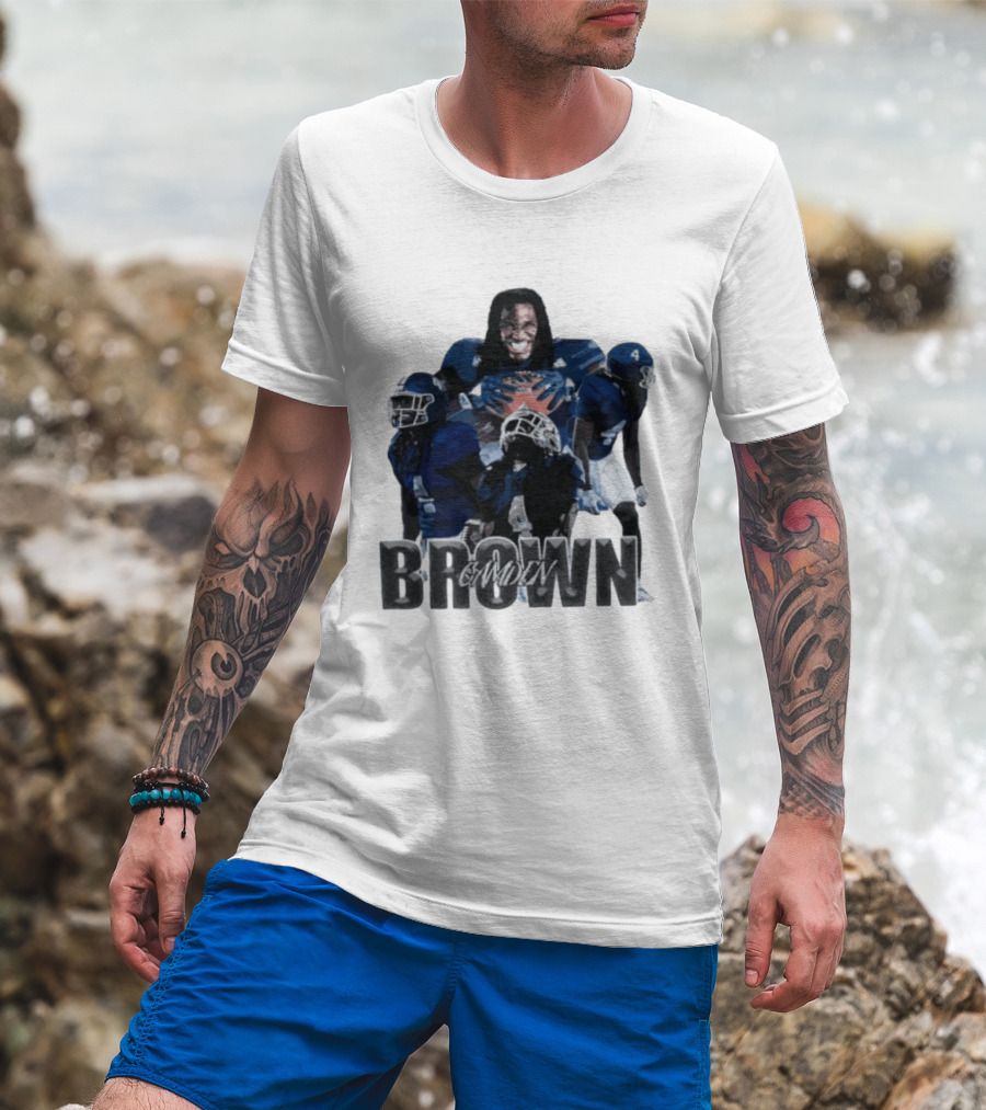 Camden Brown Football Wide Receiver Collage Blue Jersey 4 T-Shirt